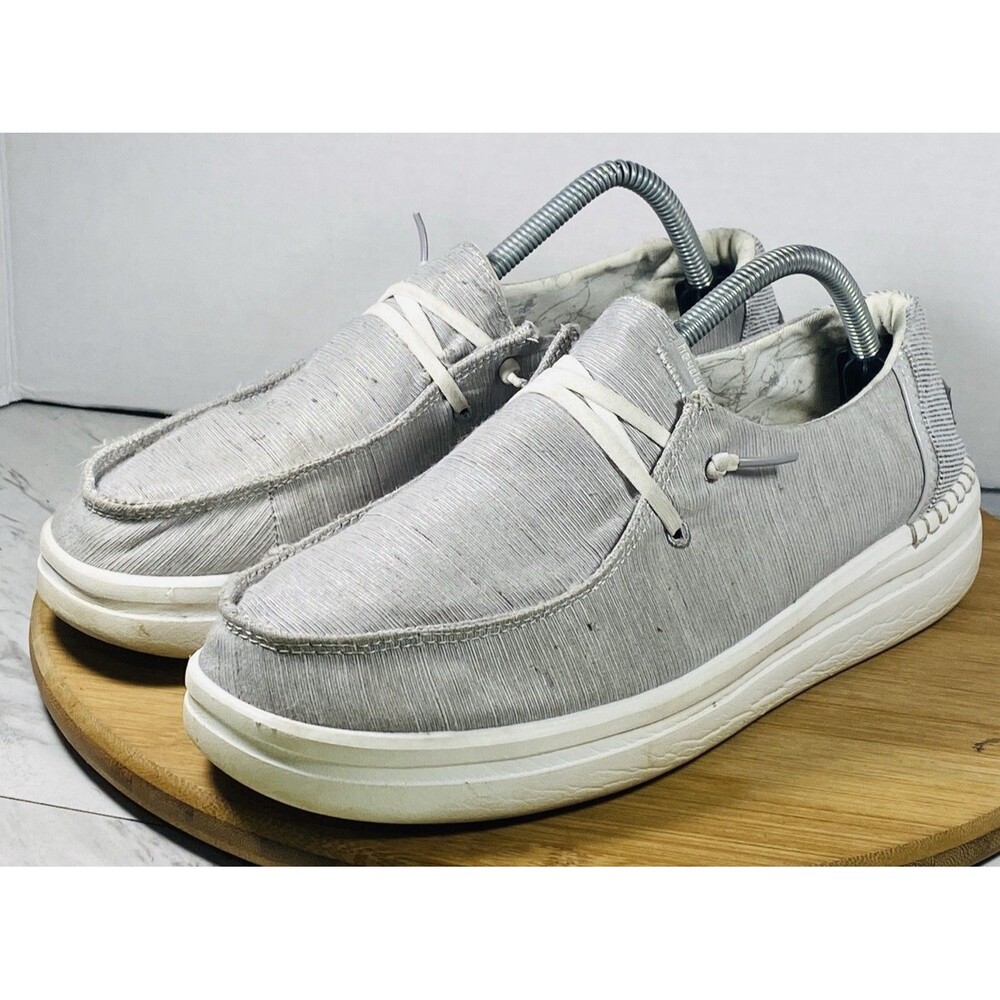 Hey Dude Wendy Shoes Chambray Braid Grey Sz 11 Lunar Rock Slip On